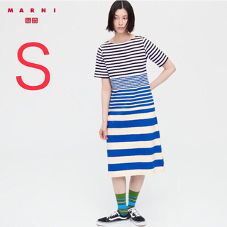 ユニクロ(UNIQLO)のユニクロ × マルニ  ボーダーワンピース（半袖） / MARNI  S サイ(ひざ丈ワンピース)