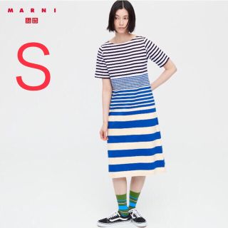 ユニクロ(UNIQLO)のユニクロ × マルニ  ボーダーワンピース（半袖） / MARNI  S サイ(ひざ丈ワンピース)