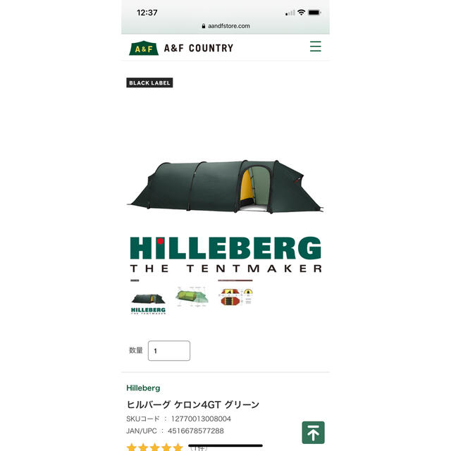 HILLEBERG(ヒルバーグ)のケロン4GT スポーツ/アウトドアのアウトドア(テント/タープ)の商品写真