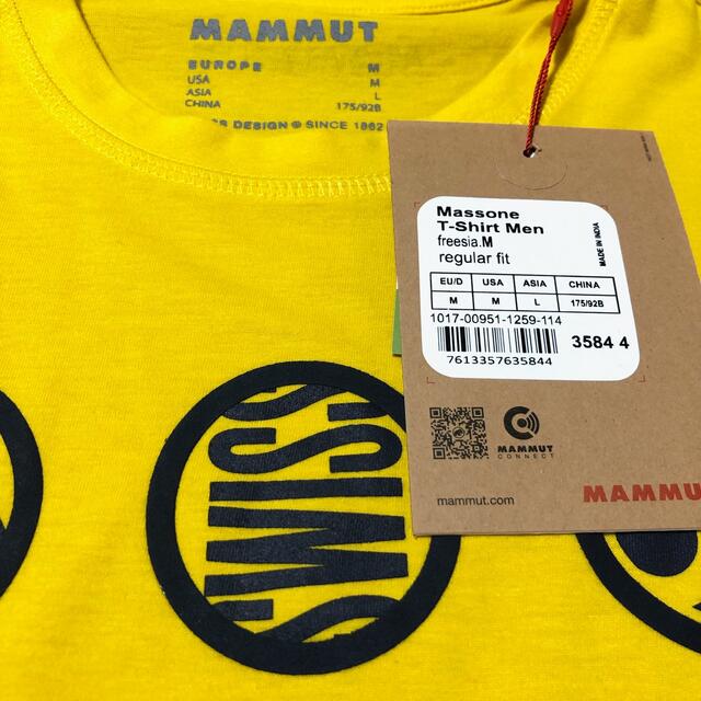 Mammut(マムート)のMAMMUT マムート 半袖Ｔシャツ マッソーネTシャツ イエロー メンズL新品 メンズのトップス(Tシャツ/カットソー(半袖/袖なし))の商品写真