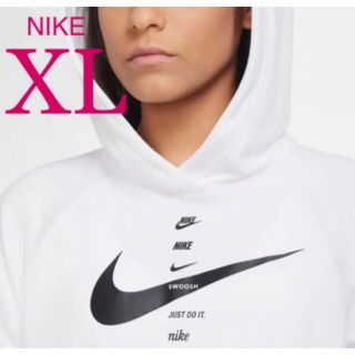 ナイキ(NIKE)の【新品】NIKE ナイキ XL スウッシュ フリース BB フーディ 白(パーカー)