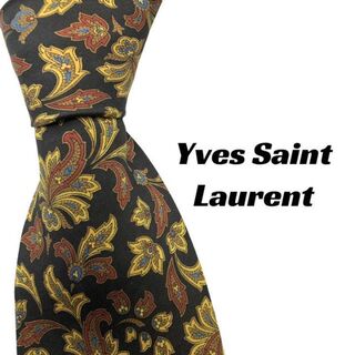 イヴサンローランボーテ(Yves Saint Laurent Beaute)の【3205】良品！サンローラン　ネクタイ　総柄　ブラックベース(ネクタイ)