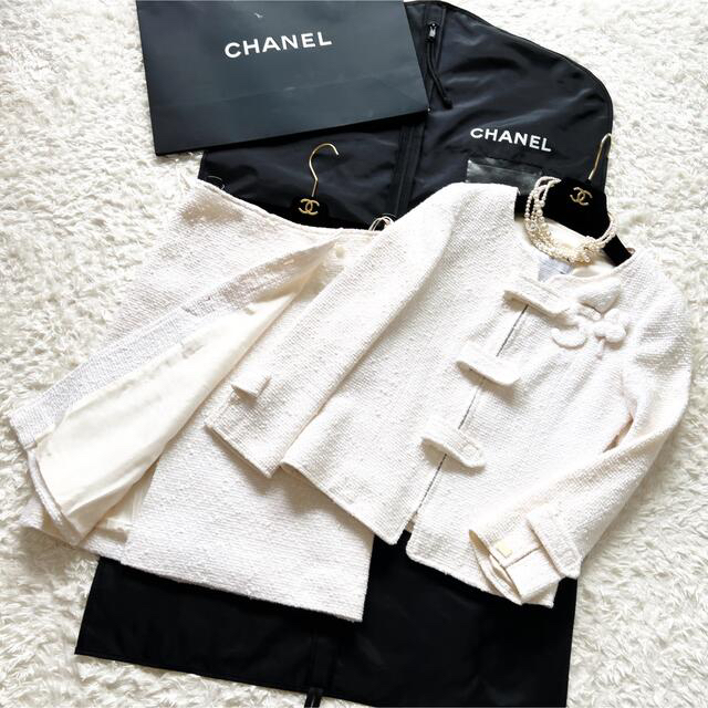 人気急上昇】 CHANEL - 美品 CHANEL シャネル ホワイト ツイード