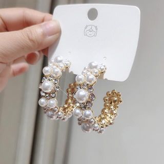 No.33 パールピアス　大ぶりパール　大リングピアス(ピアス)