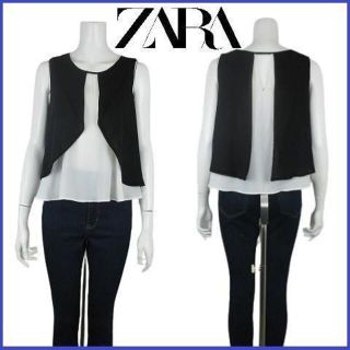 ザラ(ZARA)の【美品】ザラ ZARA レイヤード ブラウス ノースリーブ シャツ カットソー(シャツ/ブラウス(半袖/袖なし))