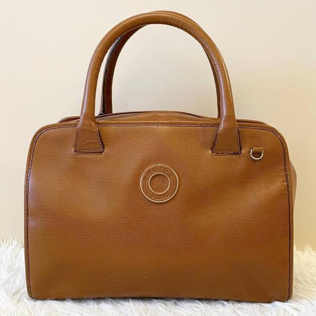 極 美品 セリーヌ サークルロゴ 金具 2way ハンドバッグ レザー 黒