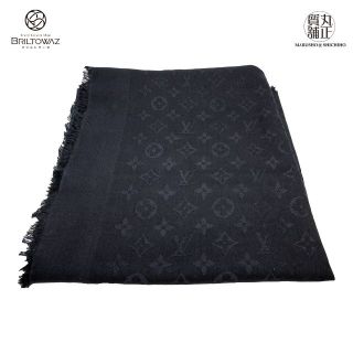 ルイヴィトン(LOUIS VUITTON)のルイヴィトン ショールモノグラム 黒 ノワール M71329 シルク ウール(ストール/パシュミナ)