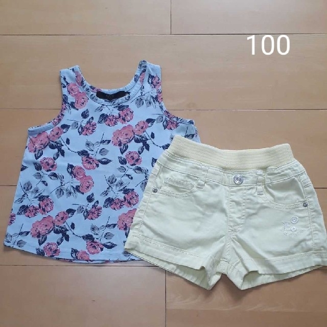 タンクトップ トップス ショートパンツ 女の子 100 キッズ/ベビー/マタニティのキッズ服女の子用(90cm~)(Tシャツ/カットソー)の商品写真