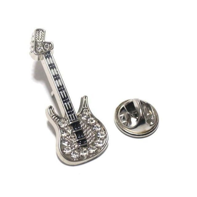 【ラペルピン★ピンズ】ギター　弦楽器　音楽　演奏　シルバー　pin-0862 メンズのアクセサリー(その他)の商品写真