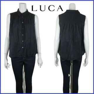 ルカ(LUCA)のルカ LUCA ノースリーブ ブラウス シャツ カットソー ギャザー 綿 M(シャツ/ブラウス(半袖/袖なし))