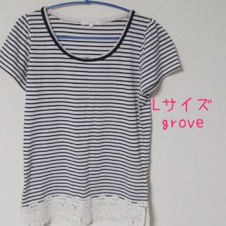 グローブ(grove)の✩婦人L grove 半袖 Tシャツ 裾レース 美品 匿名配送(Tシャツ(半袖/袖なし))