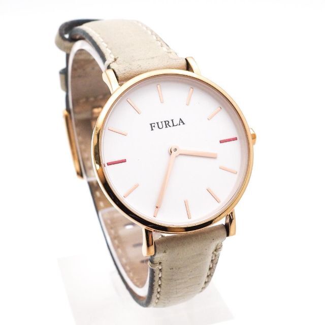 Furla(フルラ)の《一点物》FURLA 腕時計 ホワイト レザー ピンクゴールド ラウンド レディースのファッション小物(腕時計)の商品写真