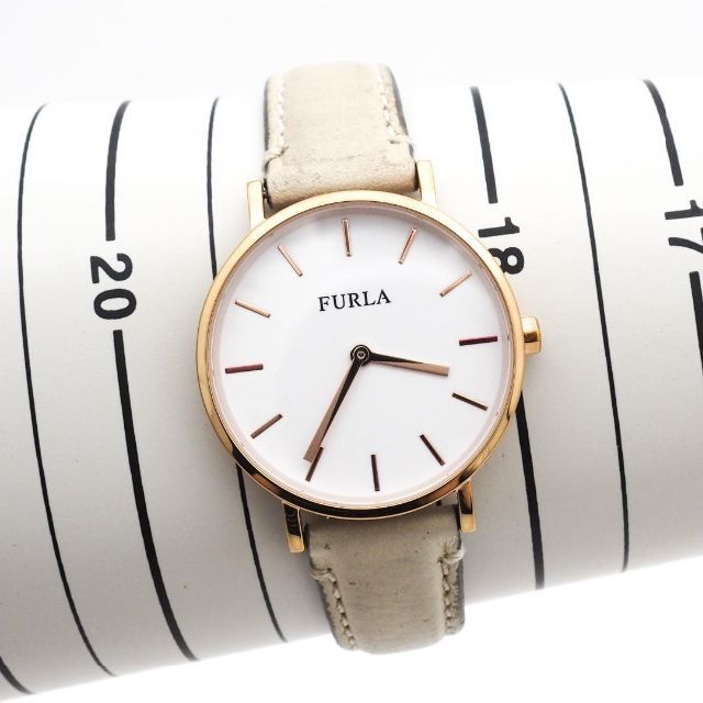 Furla(フルラ)の《一点物》FURLA 腕時計 ホワイト レザー ピンクゴールド ラウンド レディースのファッション小物(腕時計)の商品写真