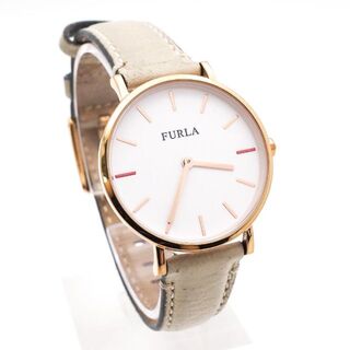 フルラ(Furla)の《一点物》FURLA 腕時計 ホワイト レザー ピンクゴールド ラウンド(腕時計)