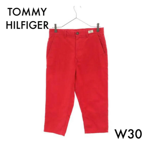 TOMMY HILFIGER(トミーヒルフィガー)のトミーヒルフィガー ハーフパンツ W30 レッド  ロールアップ メンズのパンツ(ショートパンツ)の商品写真