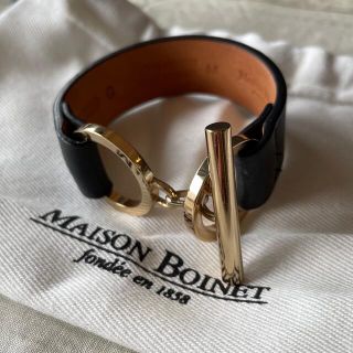 メゾンボワネ(MAISON BOINET)のメゾンボワネ　レザーブレスレット【ブラック×ゴールド金具】(ブレスレット/バングル)