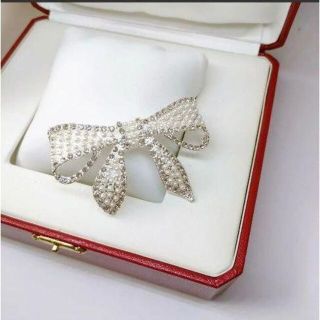 ヘアアクセサリー☆バレッタ☆リボン☆パール☆ラインストーン☆韓国☆シルバー☆新品(バレッタ/ヘアクリップ)