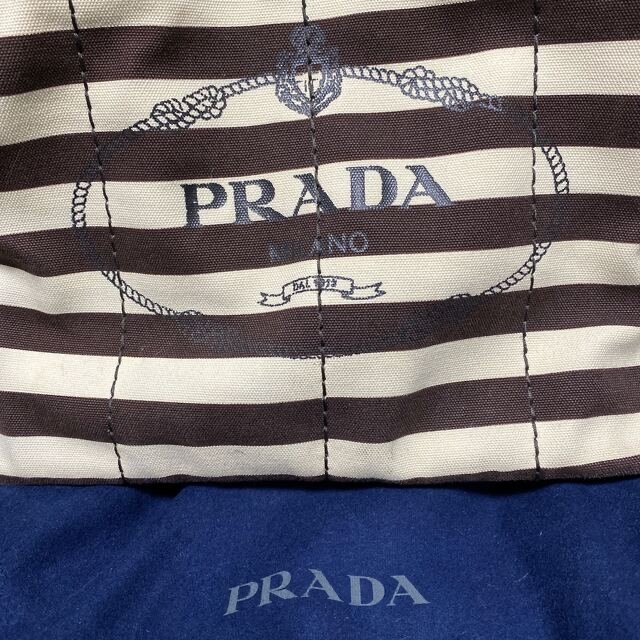 PRADA(プラダ)のPRADAカナパ　Mサイズボーダーブラウンとネバーフル　エピ レディースのバッグ(トートバッグ)の商品写真