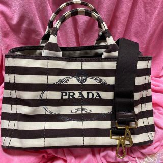 プラダ(PRADA)のPRADAカナパ　Mサイズボーダーブラウンとネバーフル　エピ(トートバッグ)