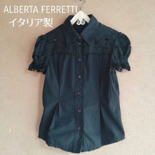 フィロソフィーアルベルタフェレッティー(PHILOSOPHY DI ALBERTA FERRETTI)のフィロソフィーアルベルタフェレッティー  　イタリー製　半袖ブラックブラウス(シャツ/ブラウス(半袖/袖なし))