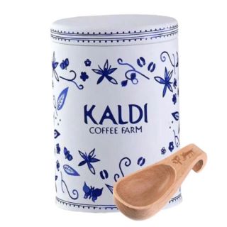 カルディ(KALDI)のカルディ　キャニスター缶＆木製コーヒーメジャースプーン(容器)