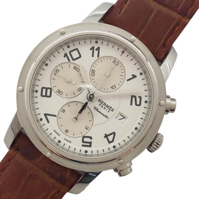 H - エルメス HERMES クリッパー クロノグラフ 腕時計 メンズ【中古