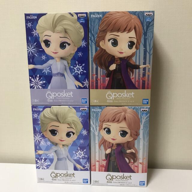 アナと雪の女王　アナ雪　Qposket フィギュア　エルサ　アナ　計4個セット