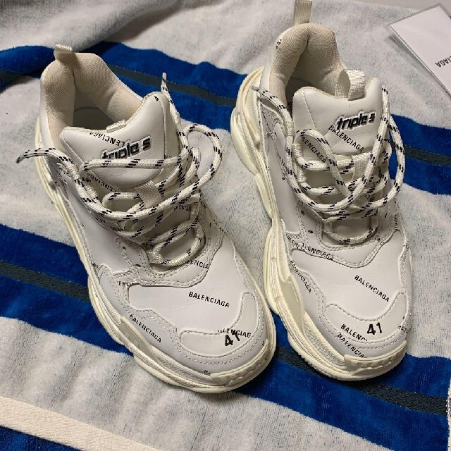 極美品 BALENCIAGA Triple S 41 27cm 白 バレンシアガ