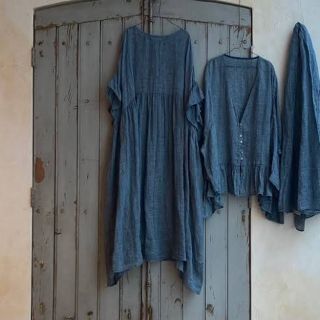 nest Robe - nest Robe /リネングレンチェックガーゼワンピースの通販