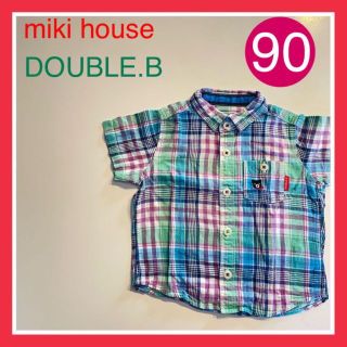 ダブルビー(DOUBLE.B)の【美品】ミキハウス　ダブルビー 90 DOUBLE.B 半袖 チェックシャツ(ブラウス)