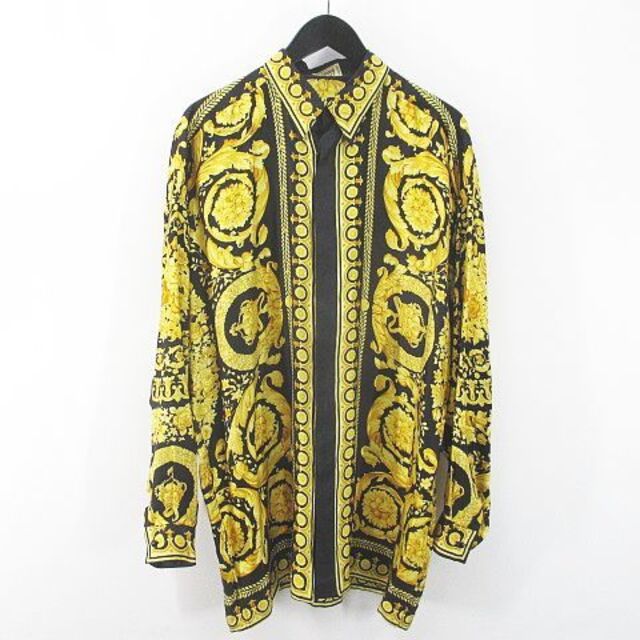 ギフト】 G Ve - GIANNI VERSACE 長袖 シャツ 48 黄 イエロー系 総柄