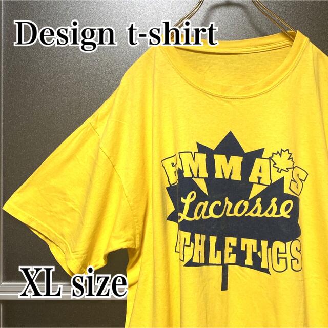 USED 古着 デザイン Tシャツ ビッグシルエット ユニセックス XL 黄色 メンズのトップス(Tシャツ/カットソー(半袖/袖なし))の商品写真