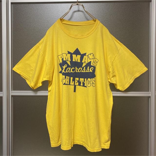 USED 古着 デザイン Tシャツ ビッグシルエット ユニセックス XL 黄色 メンズのトップス(Tシャツ/カットソー(半袖/袖なし))の商品写真