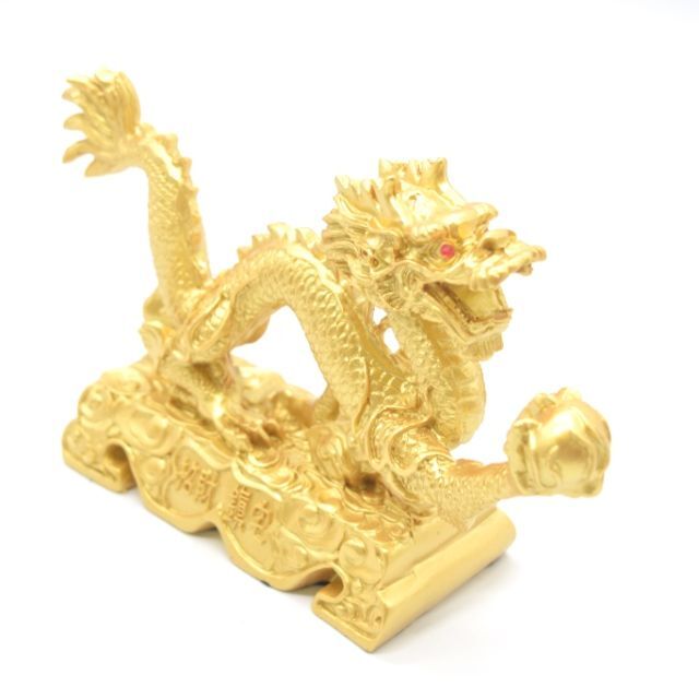 龍 金色 樹脂製置物 13cm