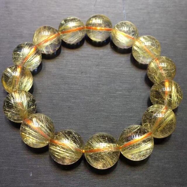 ⭐︎【天然】ゴールド ルチル クオーツ ブレスレット 15mm 【T