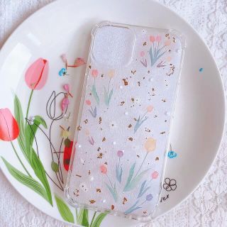 全機種対応♡チューリップとパールの金箔スマホケース(Androidケース)