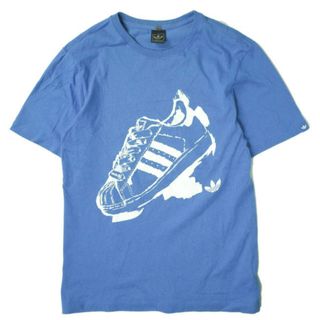 アディダス(adidas)のadidas アディダス SUPERSTAR PRINT TEE スーパースタープリントTシャツ E98579 S ブルー 半袖 スニーカー トップス【中古】【adidas】(Tシャツ/カットソー(半袖/袖なし))