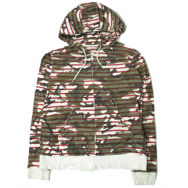 SOPHNET.(ソフネット)のSOPHNET. ソフネット 日本製 CAMOUFLAGE OVER PRINT PANEL BORDER ZIP UP PARKA カモフラージュオーバープリントパネルボーダージップアップパーカー SOPH-140035 L RED スウェット 迷彩 トップス【中古】【SOPHNET.】 メンズのトップス(パーカー)の商品写真