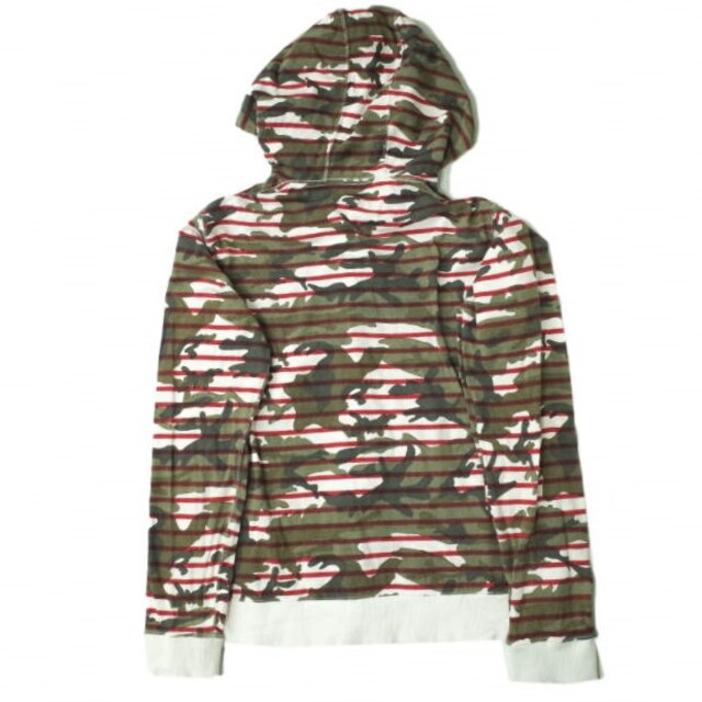 SOPHNET. ソフネット 日本製 CAMOUFLAGE OVER PRINT PANEL BORDER ZIP UP PARKA  カモフラージュオーバープリントパネルボーダージップアップパーカー SOPH-140035 L RED スウェット 迷彩  トップス【中古】【SOPHNET.】