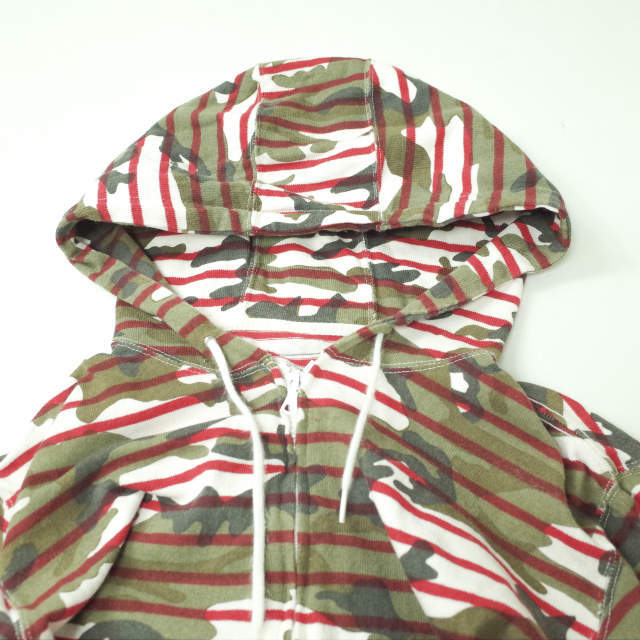 SOPHNET.(ソフネット)のSOPHNET. ソフネット 日本製 CAMOUFLAGE OVER PRINT PANEL BORDER ZIP UP PARKA カモフラージュオーバープリントパネルボーダージップアップパーカー SOPH-140035 L RED スウェット 迷彩 トップス【中古】【SOPHNET.】 メンズのトップス(パーカー)の商品写真