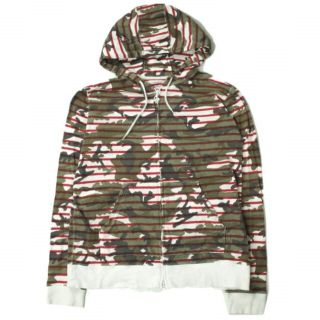 ソフネット(SOPHNET.)のSOPHNET. ソフネット 日本製 CAMOUFLAGE OVER PRINT PANEL BORDER ZIP UP PARKA カモフラージュオーバープリントパネルボーダージップアップパーカー SOPH-140035 L RED スウェット 迷彩 トップス【中古】【SOPHNET.】(パーカー)