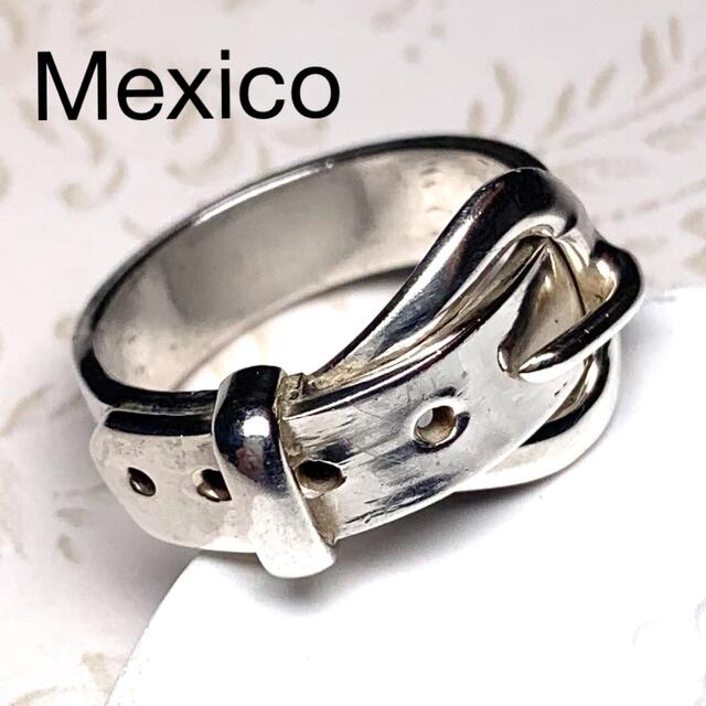 ヴィンテージ  メキシコ製　ベルトモチーフ　シルバーリング