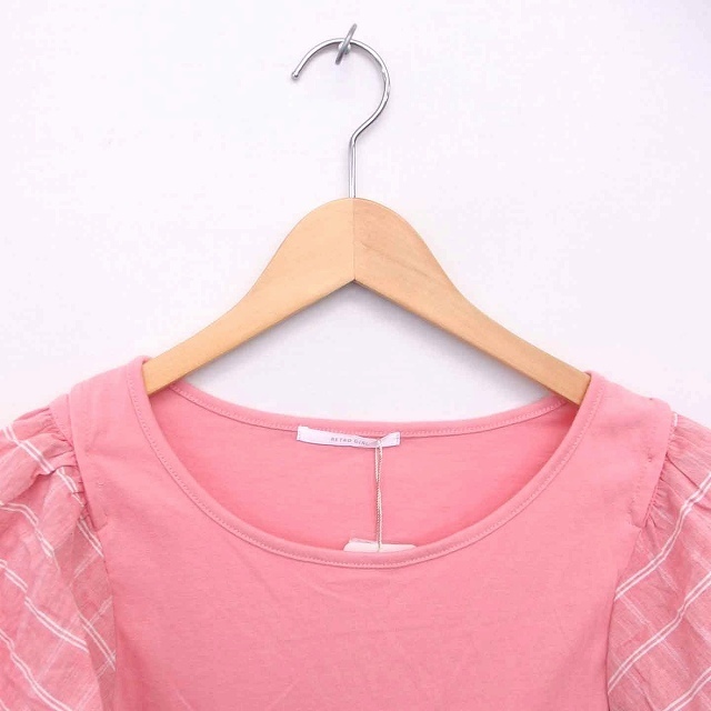 RETRO GIRL(レトロガール)のレトロガール カットソー Tシャツ チェック 半袖 M ピンク レディースのトップス(カットソー(半袖/袖なし))の商品写真