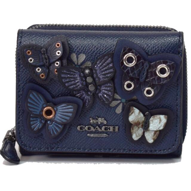 COACH(コーチ)の新品☆COACH☆ネイビー☆バタフライアップリケ☆ウォレット☆三つ折り財布 レディースのファッション小物(財布)の商品写真