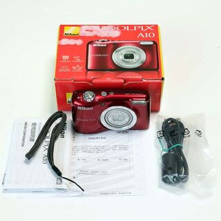 ニコン(Nikon)の 【美品】COOLPIX A10 赤 レッド 乾電池対応(コンパクトデジタルカメラ)