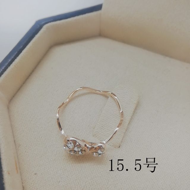 tt15069閉店セール15.5号リング可愛いピンクゴールド色ファッションリング レディースのアクセサリー(リング(指輪))の商品写真