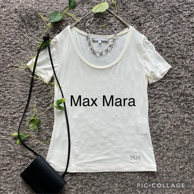 Max Mara(マックスマーラ)のMax Mara マックスマーラ　ビジューロゴ付きカットソー レディースのトップス(カットソー(半袖/袖なし))の商品写真