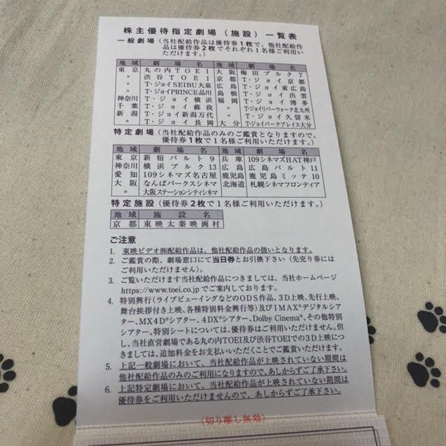 ラクマパック　1冊2枚　東映　株主優待券綴 チケットの優待券/割引券(その他)の商品写真