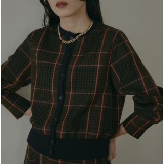 アメリヴィンテージ(Ameri VINTAGE)の【こは様専用】AMERI CHEERFUL CHECK TOP green(カーディガン)