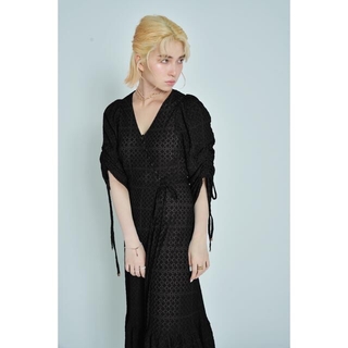 クレイミー(Crayme,)のGather Sleeve Wrap Dress 【Crayme,】(ロングワンピース/マキシワンピース)